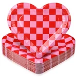 50 Pcs Valentine's Day Party Plates Heart Shaped Checkered Pink Dessert D... New. Price: $34.52.