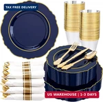 Liacere 350PCS Navy Blue Plastic Plates-disposable Gold 50GUEST New. Price: $124.86.