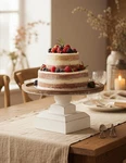 Sofe Round Wood Cake Stand Rustic - Inch White Pedestal 9.8", New. Price: $42.85.