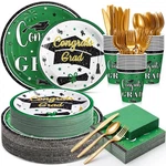 New Domensi 400 Pcs 2026 Graduation Plates And Napkins Set Serve 50, Green White. Price: $55.27.