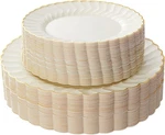 Lullaby 60PCS Ivory Scalloped Plastic Plates With Gold Rim, Disposable Elegan... New. Price: $52.42.