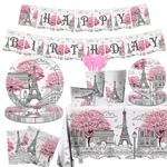 Dydamud Paris Themed Party Decorations - 142PCS Eiffel Tableware Set Include ... New. Price: $31.16.