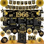 60TH Birthday Decorations Kit For Women, Black Gold 24PCS Back In 1966 Ba... New. Price: $29.26.