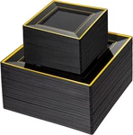 100PCS Black And Gold Square Plastic PLATES-50PCS Dinner Dessert New. Price: $72.99.