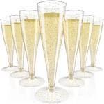 Plastic Champagne Flutes 100 Pack 4.5 Oz Gold Glitter Disposable Jolly Chef New. Price: $51.99.