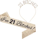 "i'm Bitches!" Sash & Rhinestone Headband Set - 21ST Birthday Gifts New. Price: $21.01.
