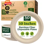 Dtocs Bamboo Disposable Plates 10 Inch (50 Round (pack 50), Natural New. Price: $36.98.