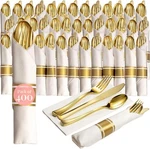 Prestee 400 Pieces Rolled Gold Plastic Silverware Set For 100 Guests New. Price: $85.35.