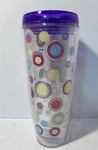 American Tumbler Fiesta Circles 26OZ Insulated Travel Cup Purple Lid Dots Usa Used. Price: $21.99.