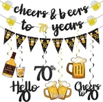 Black Gold 70TH Birthday Decorations For Men Him, Glitter Pre-strung Cheers To New. Price: $26.99.