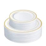 Setup 60-PIECE Gold Trim Plastic Dinnerware 30 10.25" & 7. New. Price: $36.57.