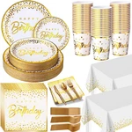 New Nosiny 352 Pcs White And Gold Party Supplies Dot Plastic Plates Cups Napkins. Price: $57.79.