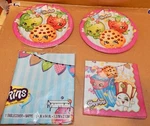 Shopkins Party Table Cover 54" X 84" Napkins Lg Paper Plates 16EA Unique 163Y New. Price: $9.99.