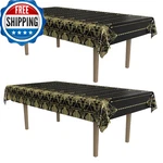 Beistle 2-PK 1920S Deco Tablecover, Black/gold, 54"X108" Roaring Party New. Price: $44.15.