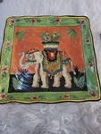 West Indies China Raj Elephant 11 Square Luncheon Dinner Plate Used. Price: $25.50.