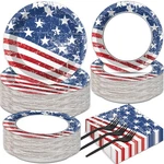 50-GUEST Patriotic 4TH Of July Party Plates & Napkins Set American Flag New. Price: $54.01.