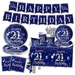 Grehumor 142PCS 21ST Birthday Tableware Decorations Sliver Blue Happy 21TH New. Price: $39.50.