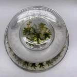Palm Tree Plates 14 Piece Set Clear Green Acrylic Tropical Coastal Decor Used. Price: $59.99.
