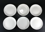 Beaded Edge Appetizer Plates 6 White Ceramic Cocktail Party Dessert Bread 5.75" Used. Price: $20.00.
