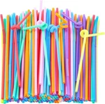 100 Pack 10.24" High Extra Long Flexible Plastic Straws, Disposable Drinking New. Price: $6.30.