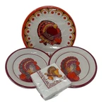 Vintage Gibson Thanksgiving Party Plates And Napkins Set Turkey Harvest 24PC New. Price: $25.00.