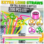 Bendable Plastic Straws 7"-9.5" Bright Colors, 200-PACK New. Price: $41.59.