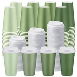 100 Pcs Sage Green Disposable Coffee Cups 16OZ Paper With Lids Fo... New. Price: $48.71.