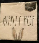 New Rae Dunn "hippity Hop" Easter 40 Paper Beverage Napkins 10" X Bunny Ears. Price: $5.00.