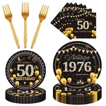 50TH Party Tableware Set - 96PCS 1976 Birthday Decorations Supplies Chee... New. Price: $25.04.