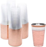50 Pack Disposable Plastic Cups By Prestee - 14 Oz Rose Gold Rimmed Wine New. Price: $34.27.