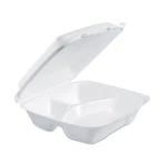 Dart 90HT3R Foam Hinged Lid Containers 3-COMPARTMENT 9X9 White Takeout 200/CASE New. Price: $39.99.