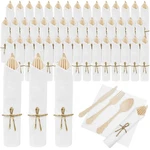 100PACK Pre Wrapped Disposable Wooden Cutlery - Rolled Spoons Fork... New. Price: $78.41.
