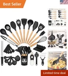 Stylish 39-PIECE Silicone Cooking Utensil Set With Wooden Handles Perfect Gift New. Price: $41.39.