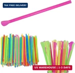 8'' Unwrapped Snow Cone Spoon Straw Assorted Bright Colors. Pack Of 200CT. New. Price: $14.20.