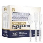 R-kay 400 Pcs Plastic Silverware Heavy Duty Clear Forks Spoons And Knives S... New. Price: $29.14.