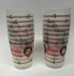 Comet Party Plastic 10 Oz Cups Happy Holidays W/ Wreath, Reusable Nos Lot Of 14 Used. Price: $14.99.