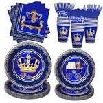 Royal Prince Baby Shower Decorations Party Tableware Boys - Blue Gold Little New. Price: $34.60.