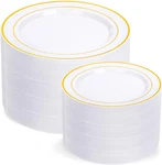 200 Gold Plastic Plates - 100 Dinner & Dessert For Parties Events New. Price: $75.99.