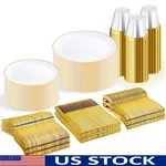 Disposable Plastic Plates Set Christmas Parties Dinner Cutlery Cups 50 Guests Us New. Price: $59.45.