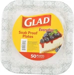 Square Disposable Paper Plates, Grey Victorian Pattern - Strong, Sturdy, Soak Pr New. Price: $14.92.