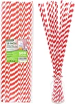 18 Inch Extra Long Paper Drinking Straws - (pack Of 100), Red Stripes New. Price: $33.11.
