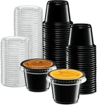 1 Oz Plastic Black Disposable Portion Cups With Lids Sauce Souffle New. Price: $18.97.