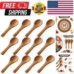 Versatile 50 Pcs Light Brown Wooden Spoons - Perfect For Honey, Sugar, & Spices New. Price: $35.99.