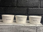 2013 Mudpie Set Of Stamped Ceramic Ramekins Mayonnaise Mustard Ketchup Cups Used. Price: $15.78.