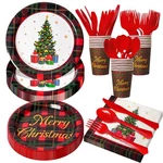 Ktcnmer 175 Pcs Christmas Dinnerware Set Disposable Paper Plates 9 Inch, Red New. Price: $28.41.