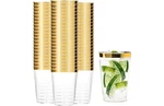 100PACK Clear Plastic CUPS,16OZ Disposable Tumblers With Gold Rim,party New. Price: $32.99.