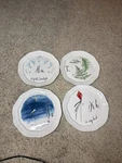 Set Of 4 Alphabet Art Decorative Plates M, F, S, K Botanical & Celestial Design New. Price: $38.00.