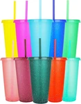 Suertestarry 10 Pack Plastic Tumblers With Lids And Straws Water Bottle Iced New. Price: $35.05.