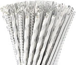 Foil Silver Paper Straws Bulk, Pack Of 100 Metallic Striped/wave/dots For New. Price: $11.75.