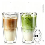 Kemorela 16OZ Ribbed Glass Tumbler With Lids And Straws 2PCS,DOUBLE Wall Iced... New. Price: $40.27.